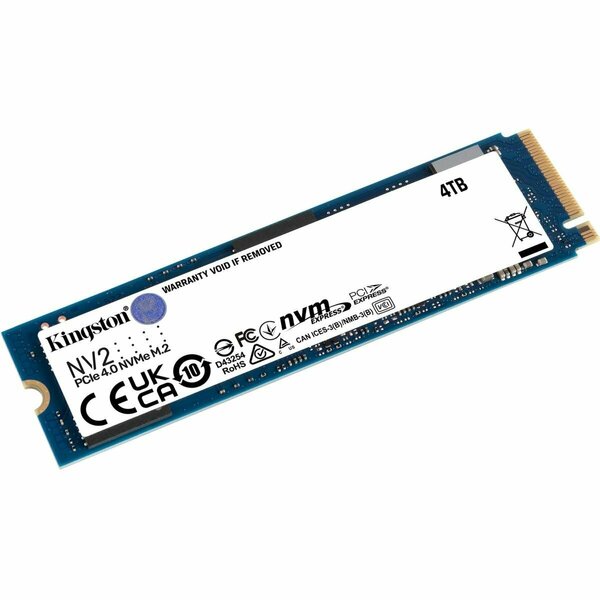 Kingston SNV2S-4000G 4000 GB NV2 2280 PCIe 4.0 NVMe Solid State Drive SNV2S/4000G